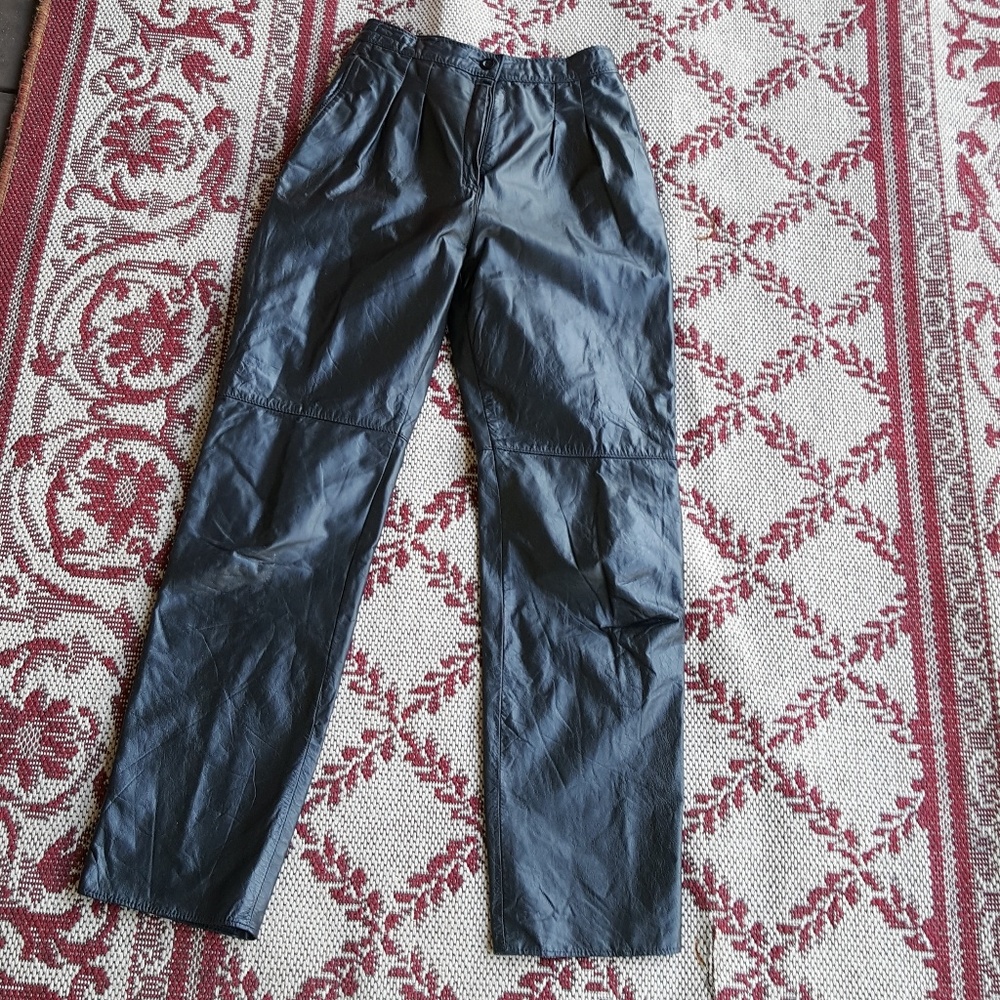 8 Tall Black Leather Pants Vintage